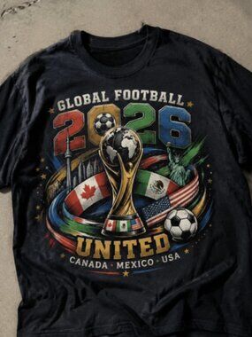 Global Football 2026 Canada Mexico USA Soccer Graphic T-Shirt